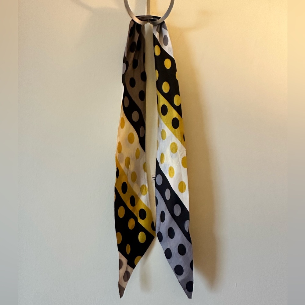 Vintage Miss Eileen 60's Abstract Mod Polka Dot Neck / Hair / Purse Twilly Scarf